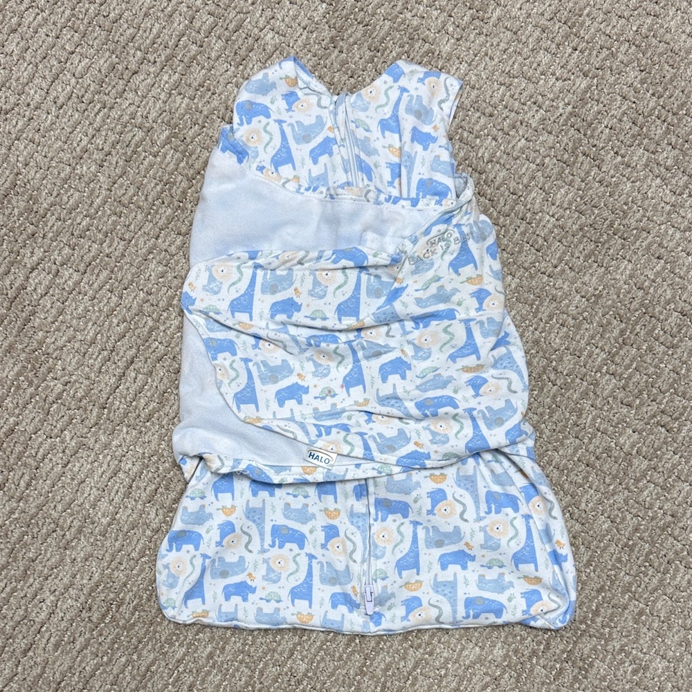 Halo Light Blue Animal Sleep Sack with Zip Front